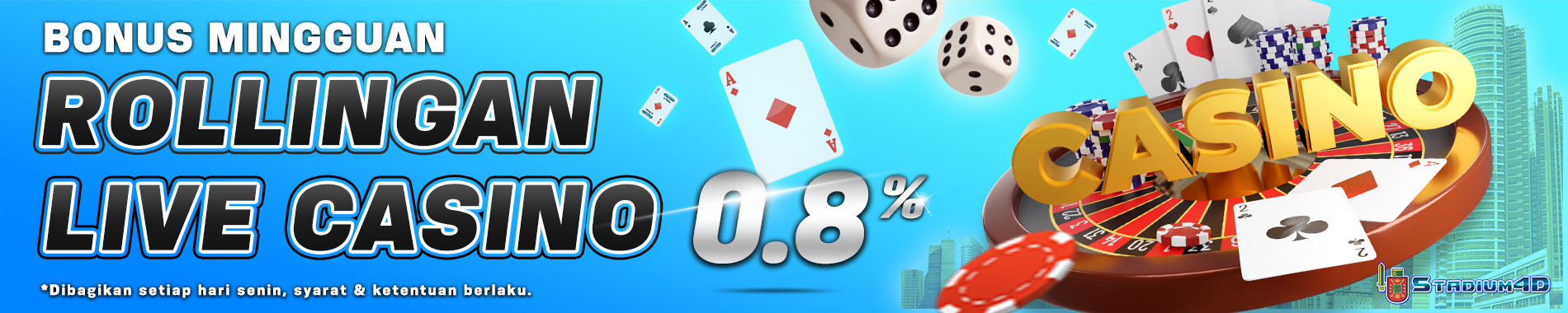 BONUS ROLLINGAN LIVE CASINO 0.8%